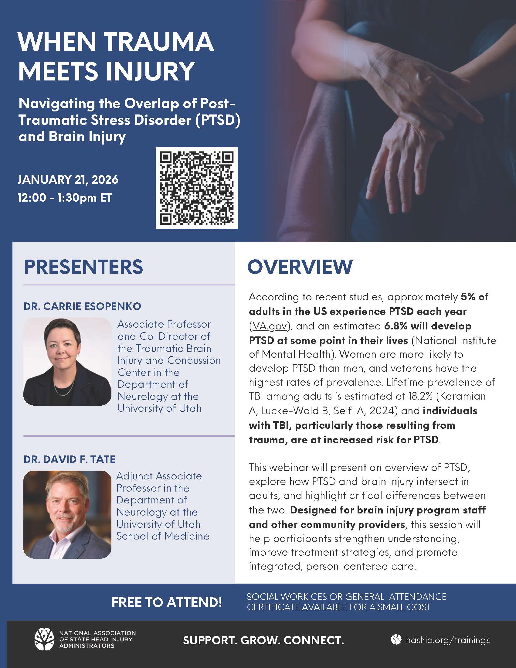 Trauma Meets Injury Flier about PTSD and Brain Injury